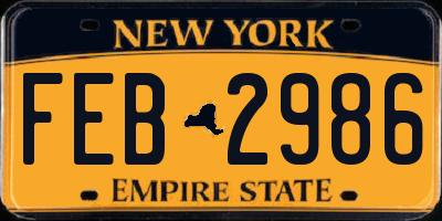 NY license plate FEB2986