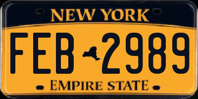NY license plate FEB2989