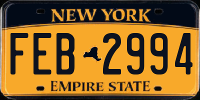 NY license plate FEB2994