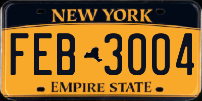 NY license plate FEB3004