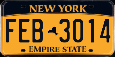 NY license plate FEB3014