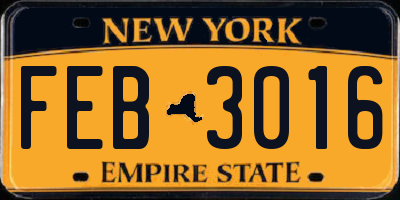 NY license plate FEB3016