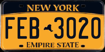 NY license plate FEB3020