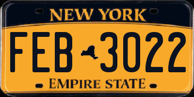 NY license plate FEB3022