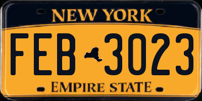 NY license plate FEB3023