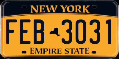 NY license plate FEB3031