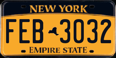 NY license plate FEB3032