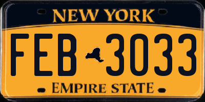 NY license plate FEB3033