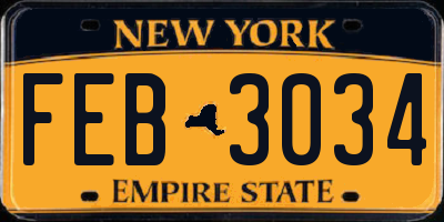 NY license plate FEB3034