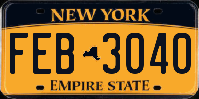 NY license plate FEB3040