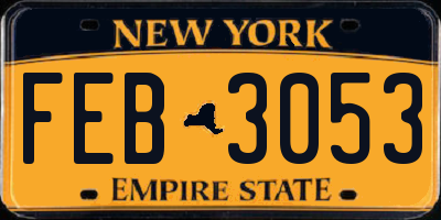 NY license plate FEB3053