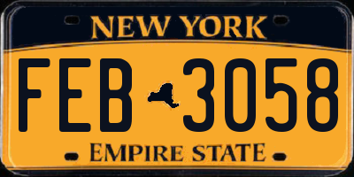 NY license plate FEB3058