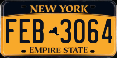 NY license plate FEB3064