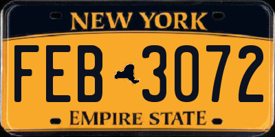 NY license plate FEB3072