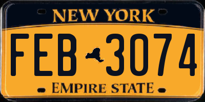 NY license plate FEB3074