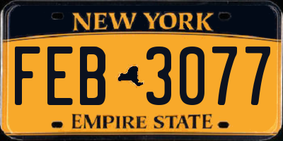 NY license plate FEB3077