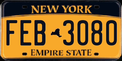 NY license plate FEB3080