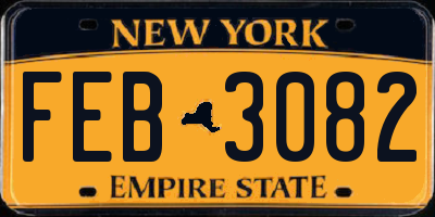 NY license plate FEB3082