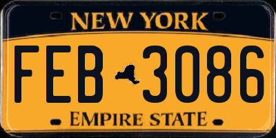 NY license plate FEB3086