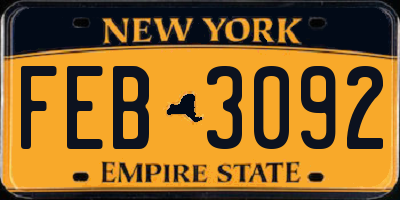 NY license plate FEB3092