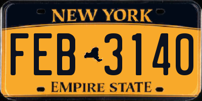NY license plate FEB3140