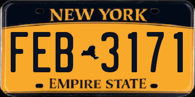 NY license plate FEB3171