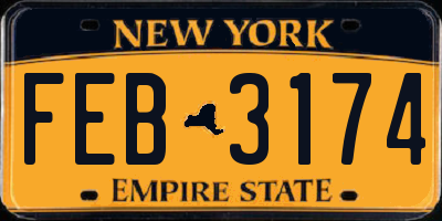 NY license plate FEB3174