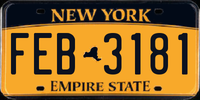 NY license plate FEB3181