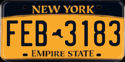 NY license plate FEB3183