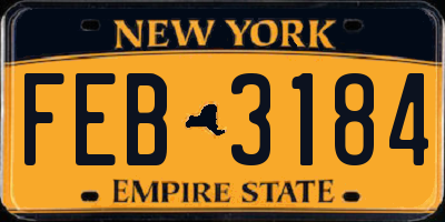 NY license plate FEB3184