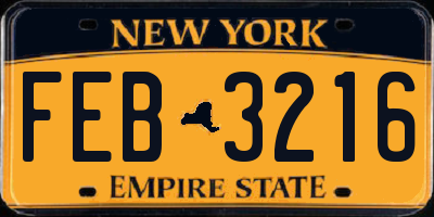 NY license plate FEB3216