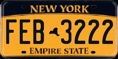 NY license plate FEB3222