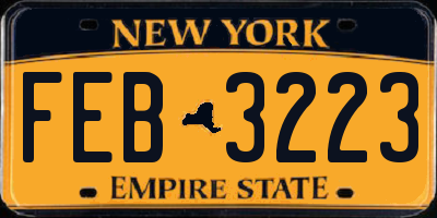 NY license plate FEB3223