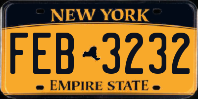 NY license plate FEB3232
