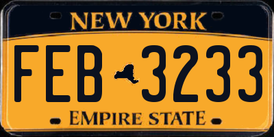 NY license plate FEB3233