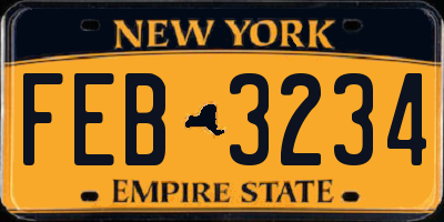 NY license plate FEB3234