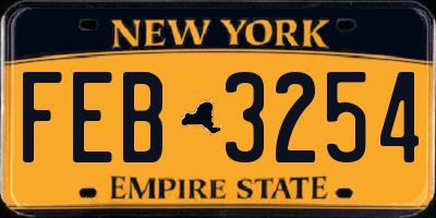 NY license plate FEB3254
