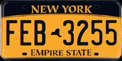 NY license plate FEB3255