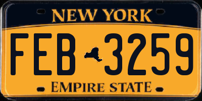 NY license plate FEB3259