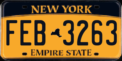 NY license plate FEB3263