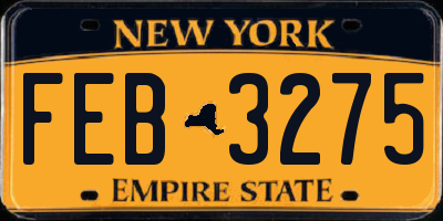 NY license plate FEB3275