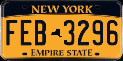 NY license plate FEB3296