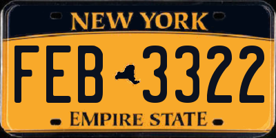 NY license plate FEB3322