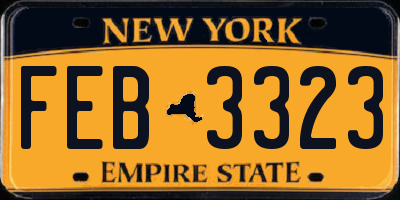 NY license plate FEB3323