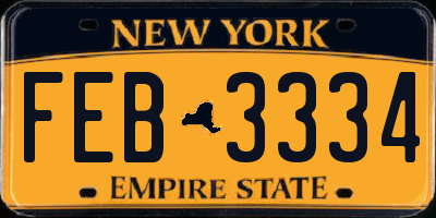NY license plate FEB3334