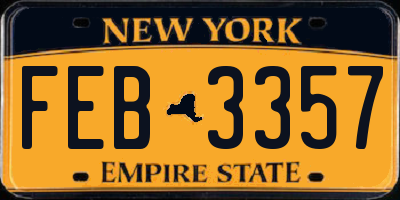 NY license plate FEB3357
