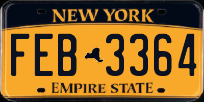 NY license plate FEB3364