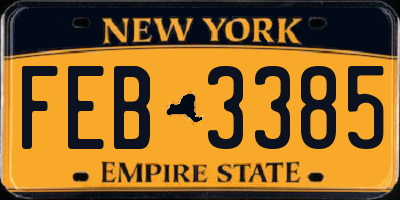 NY license plate FEB3385