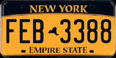 NY license plate FEB3388