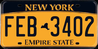 NY license plate FEB3402